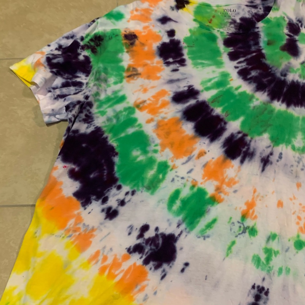 Custom made “Mardi Gras” polo tie dye shirt - Picture 2 of 4